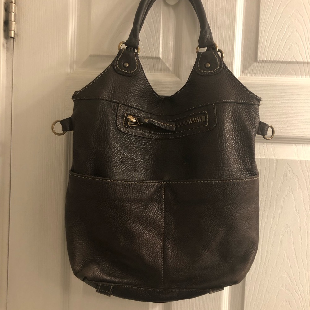 Roots brown leather Lauren bag